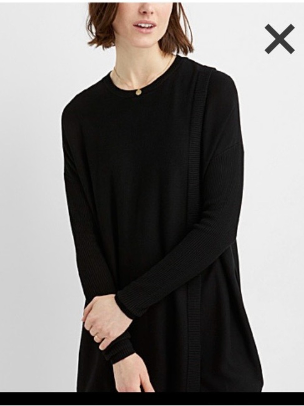Contemporaine by Simons Black Long-Sleeve Crewneck Tunic Top